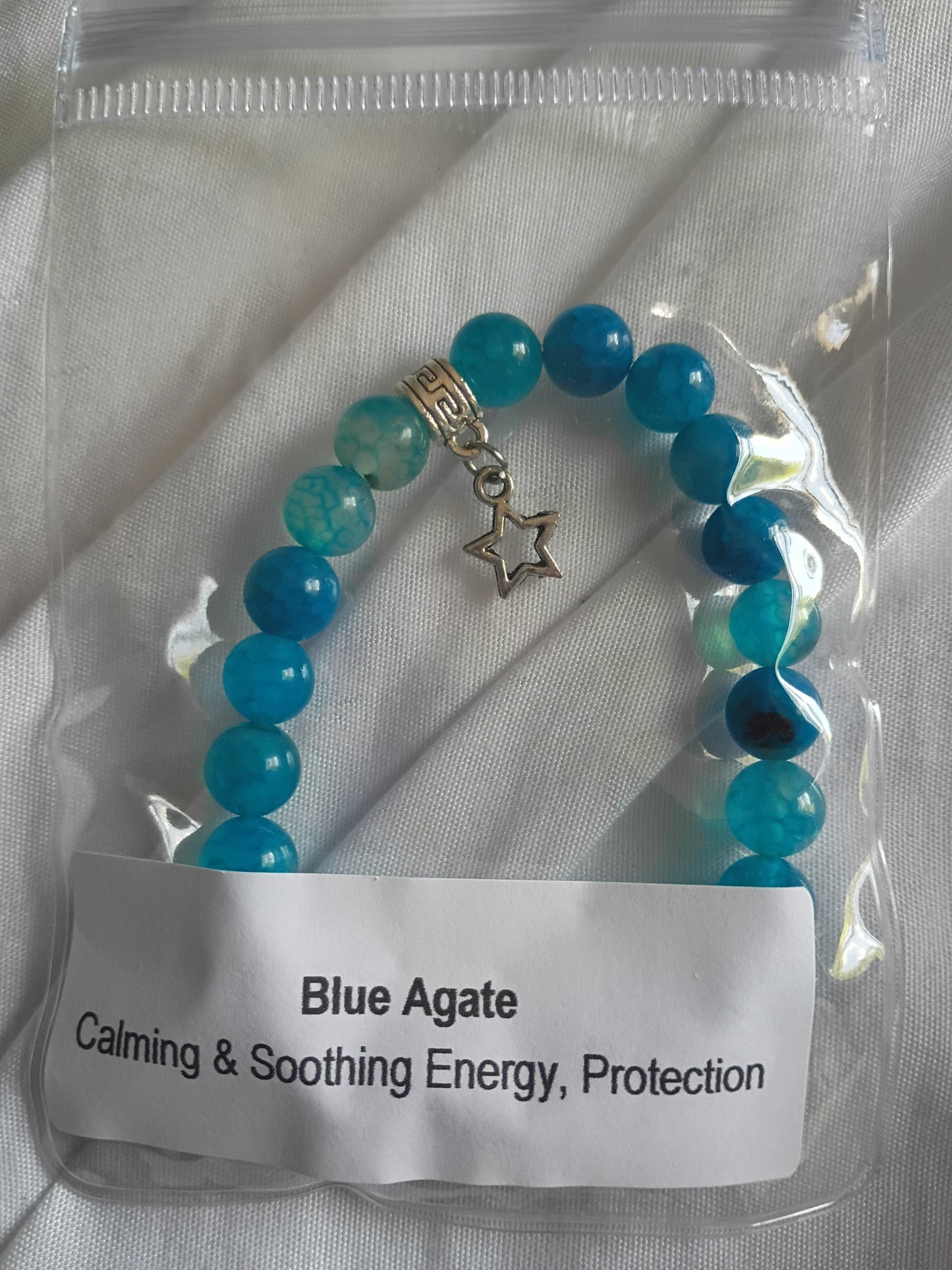 Blue Agate energy bracelet with star charm