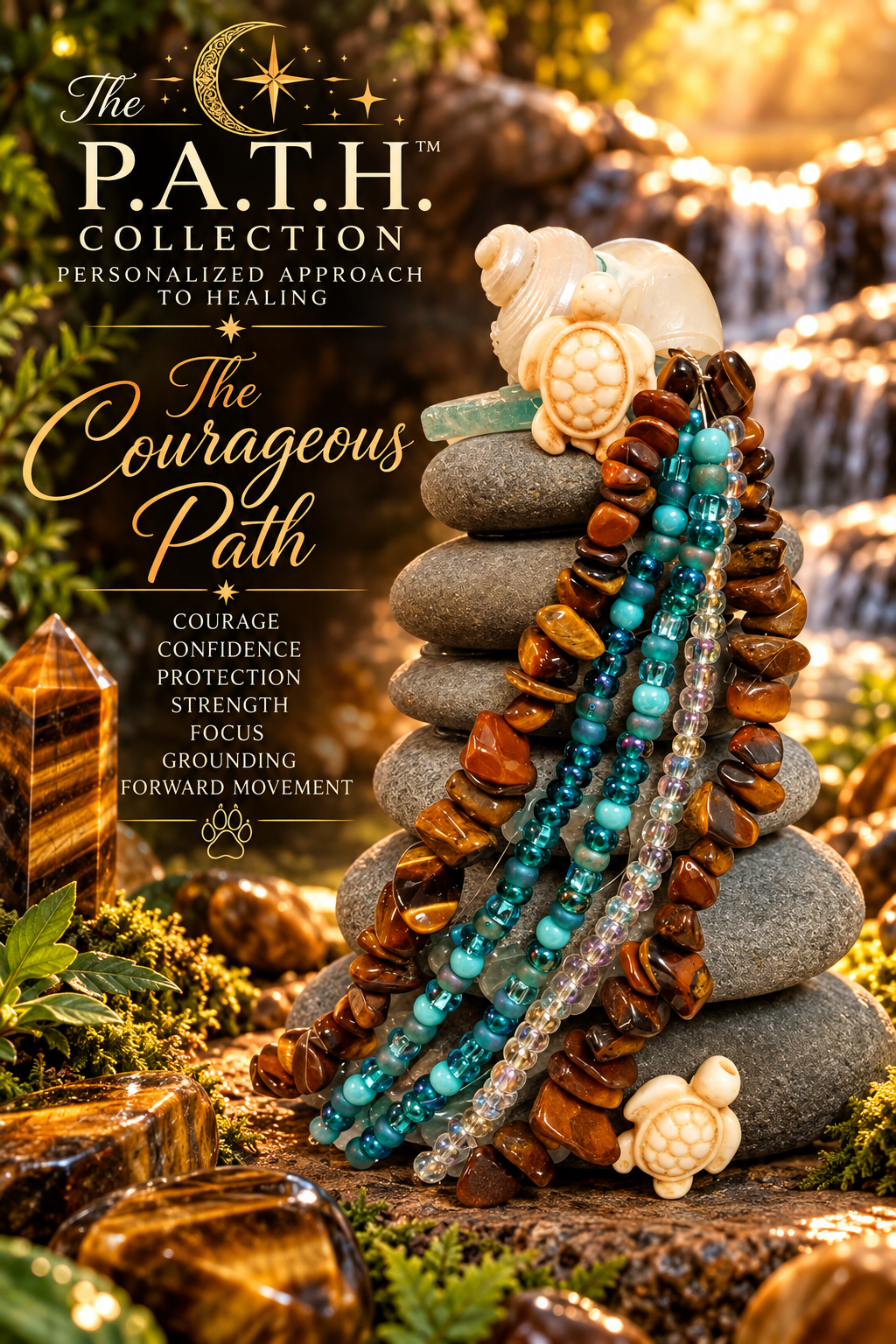 The Courageous Part, Tiger Eye Healing Crystal Stone Cairn
