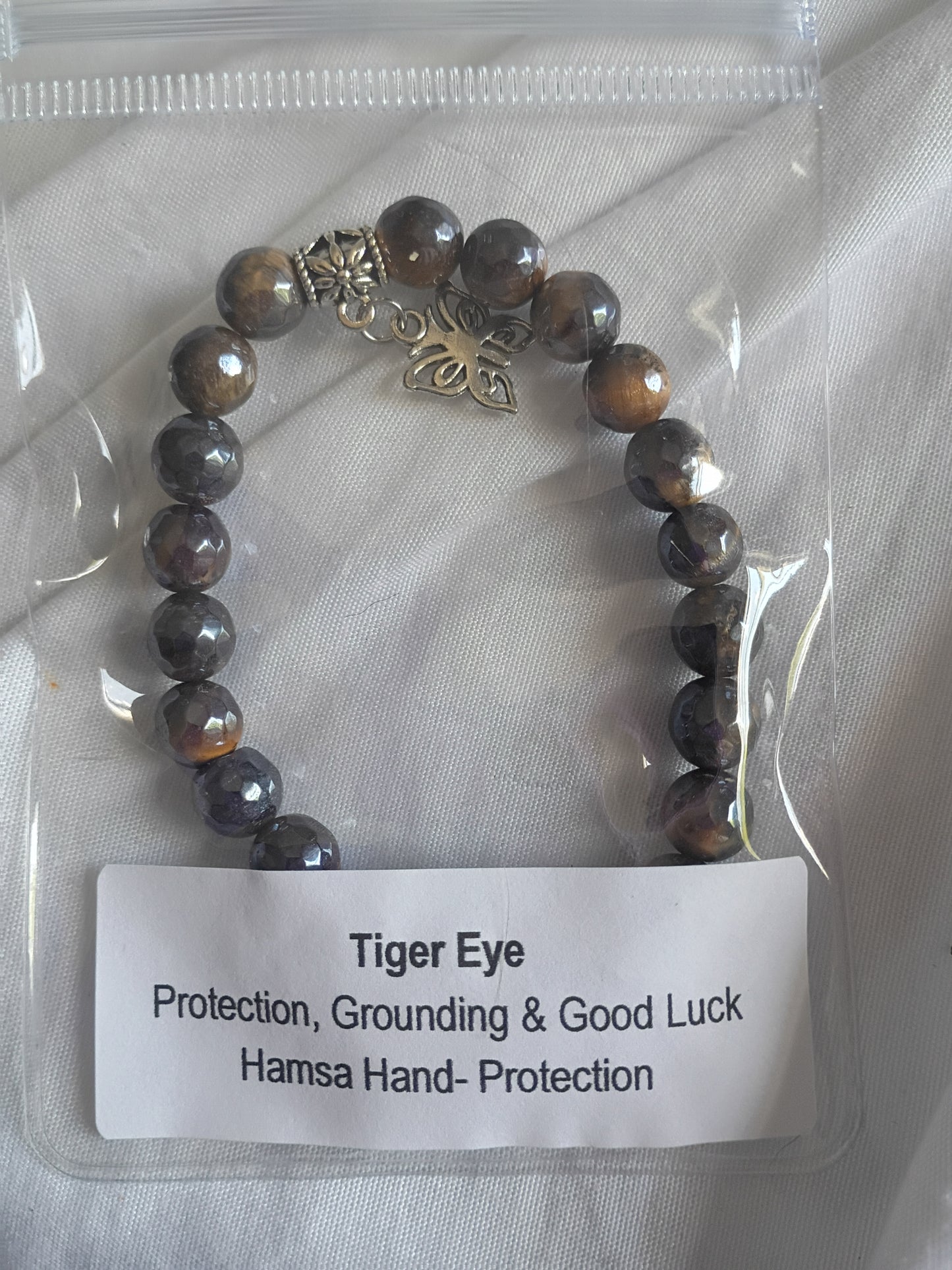 Faceted aura coated tiger eye energy bracelet