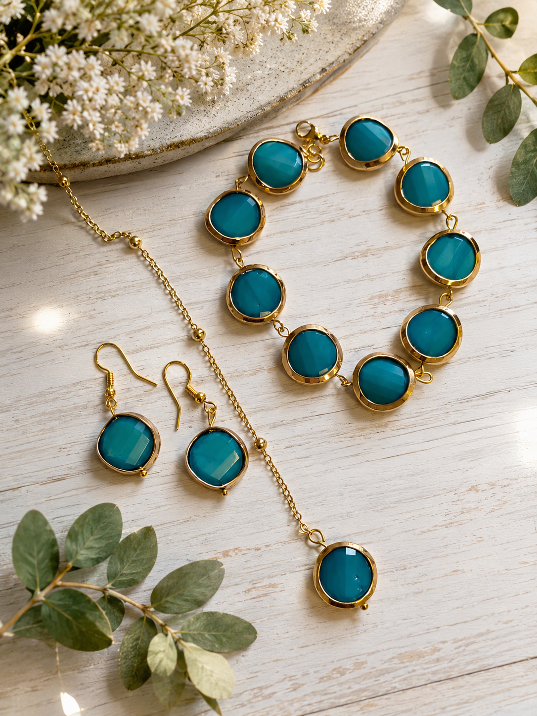 Teal & Gold Plated Set