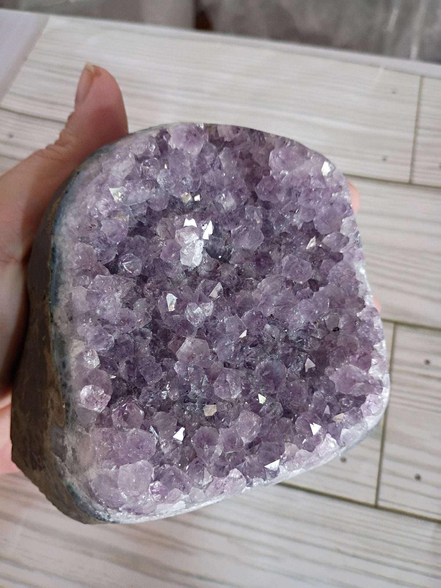 Cut Base Amethyst semi polished front