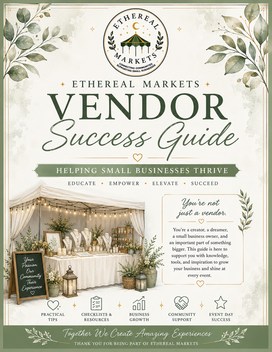 Ethereal Markets Vendor Handbook & Success Guide are now available as a digital download & a printed booklet