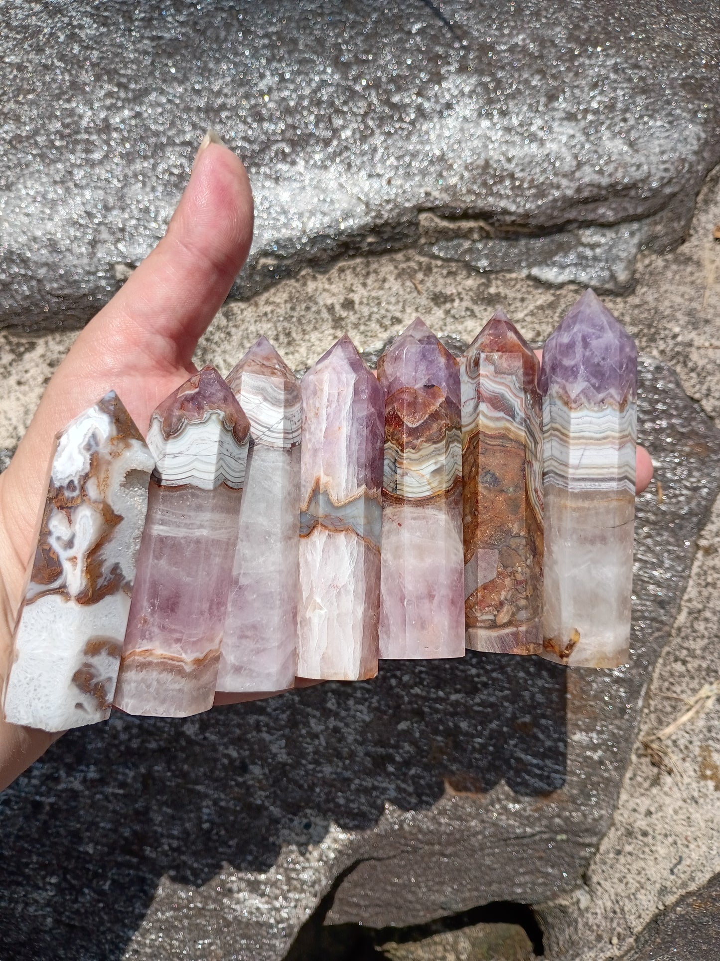 Amethyst Lace Agate Obelisk