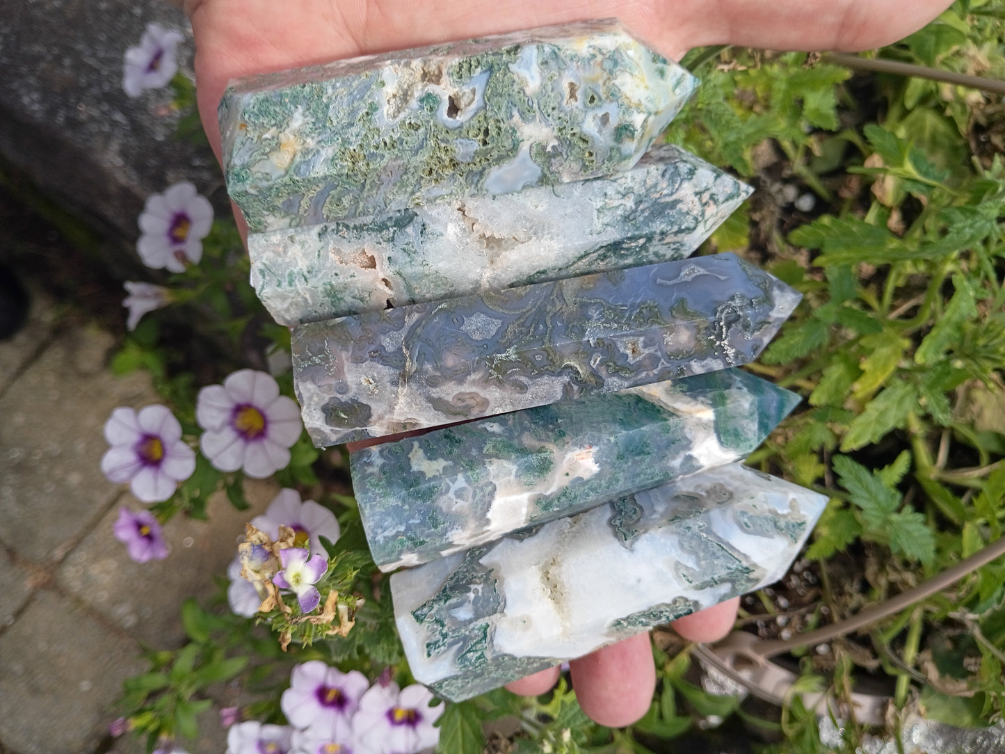 Moss Agate Obelisk