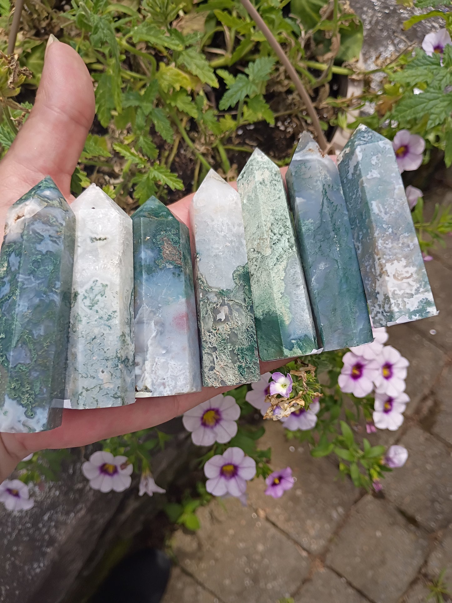 Moss Agate Obelisk