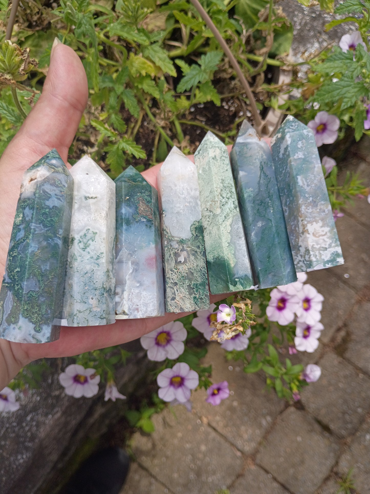 Moss Agate Obelisk