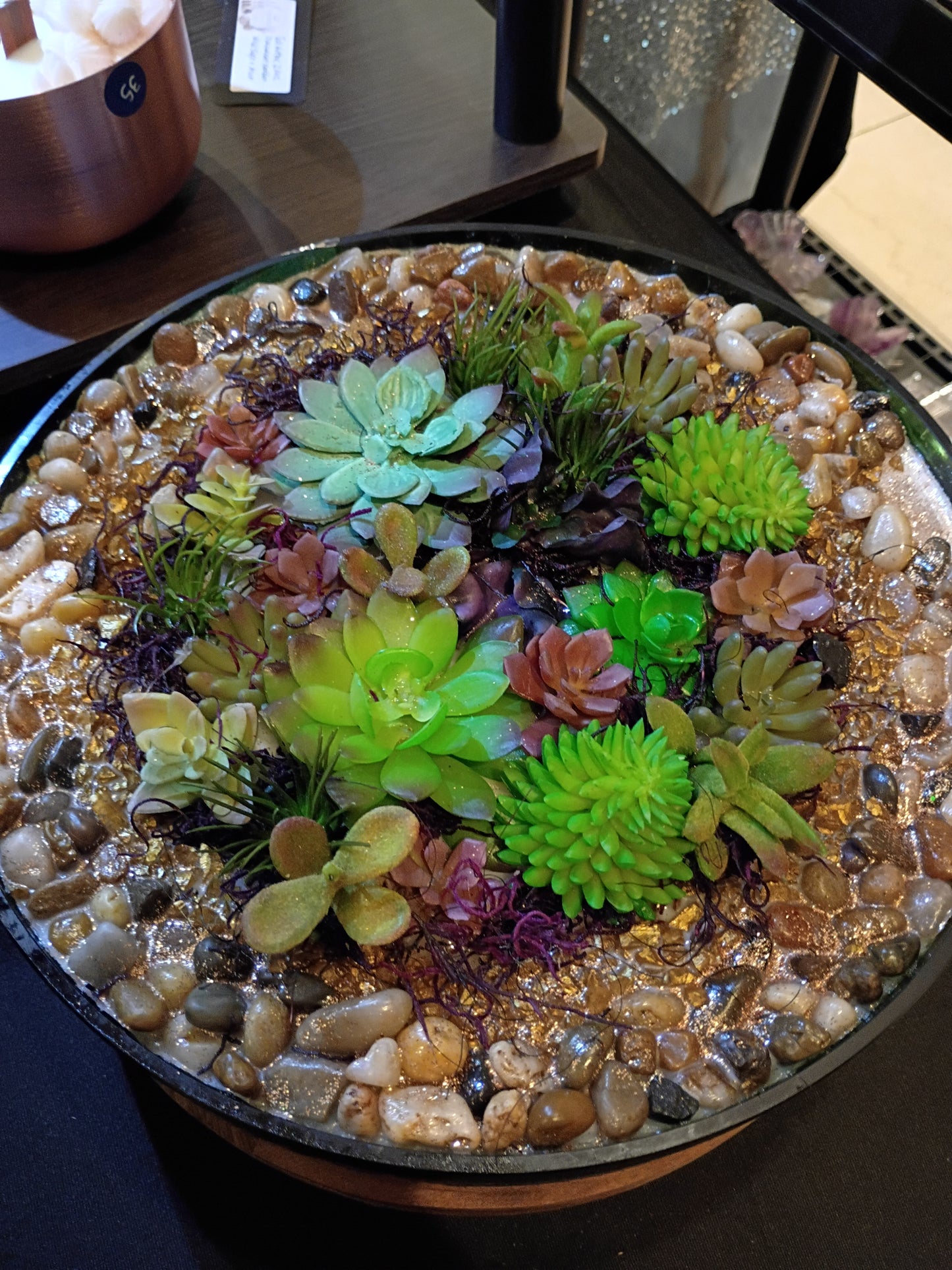 Large Green Round Scenic Succulent Planter Candle 15lbs