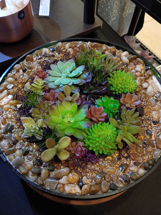Large Green Round Scenic Succulent Planter Candle 15lbs