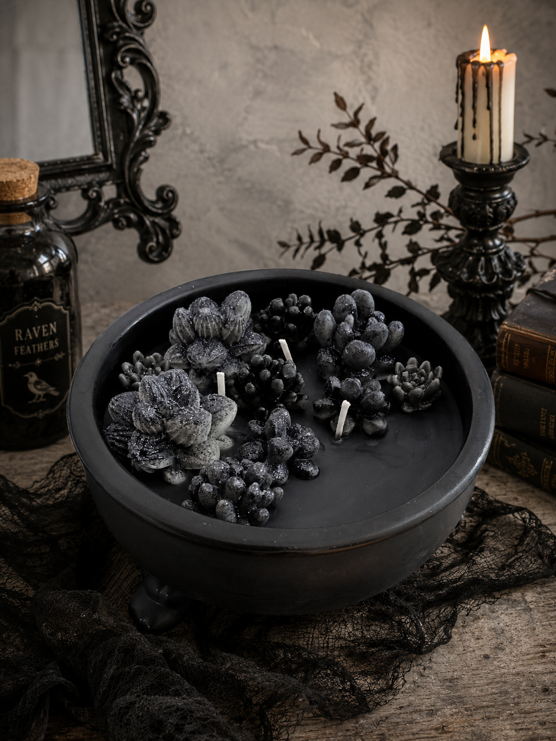 Black Cauldron Succulent Garden