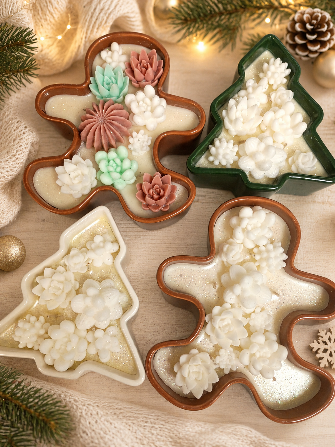 Gingerbread Succulent Garden- White