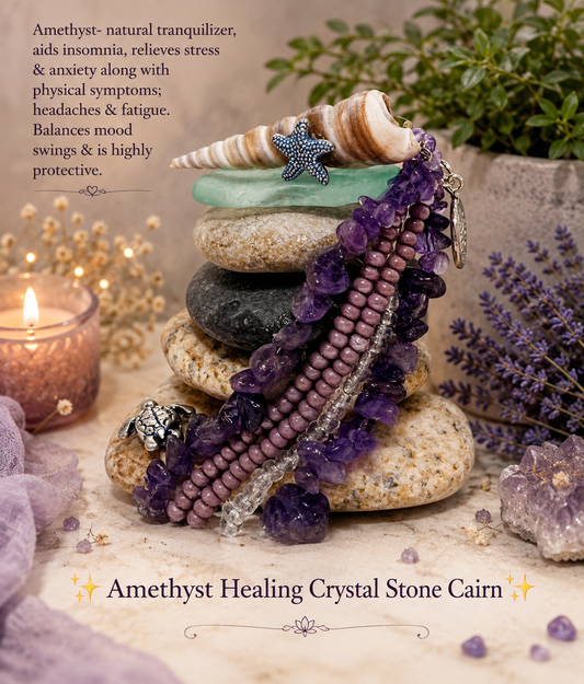 Amethyst Healing Crystal Stone Cairn