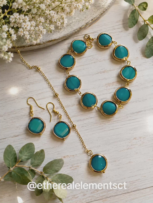 Gold Wrapped Turquoise Jewelry Set