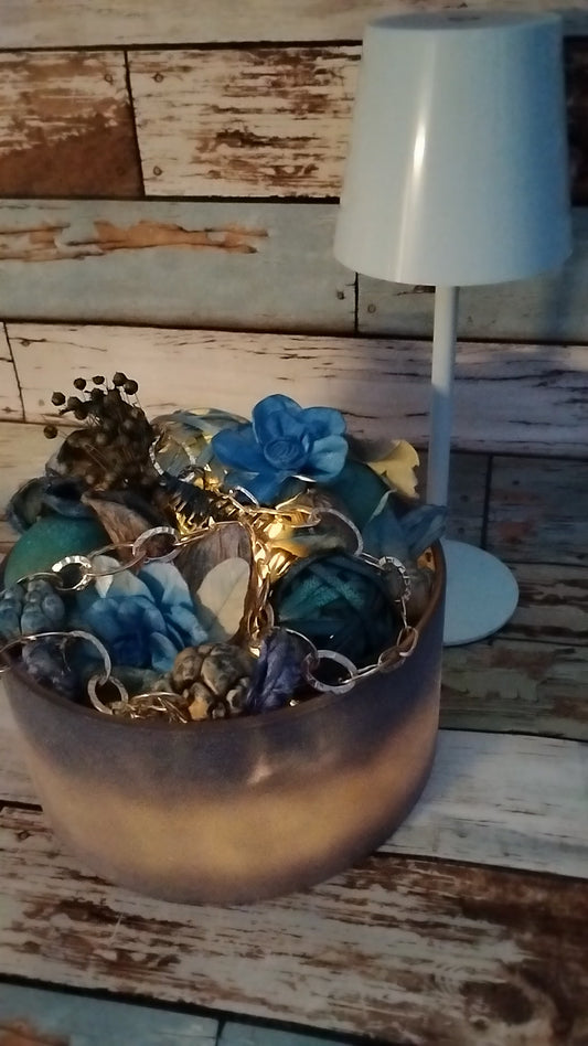 Blue "Secret Garden" LED Potpourri Candle