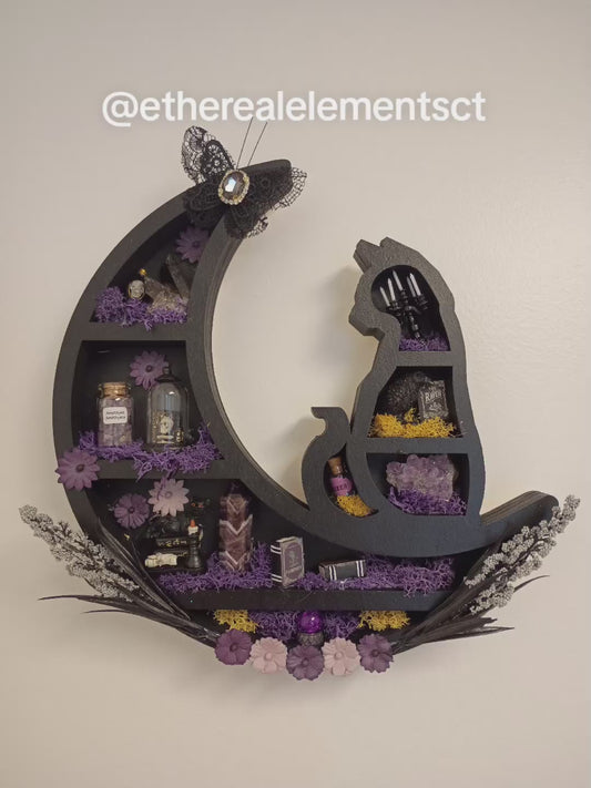 Cat n Moon Crystal Display, w Crystals