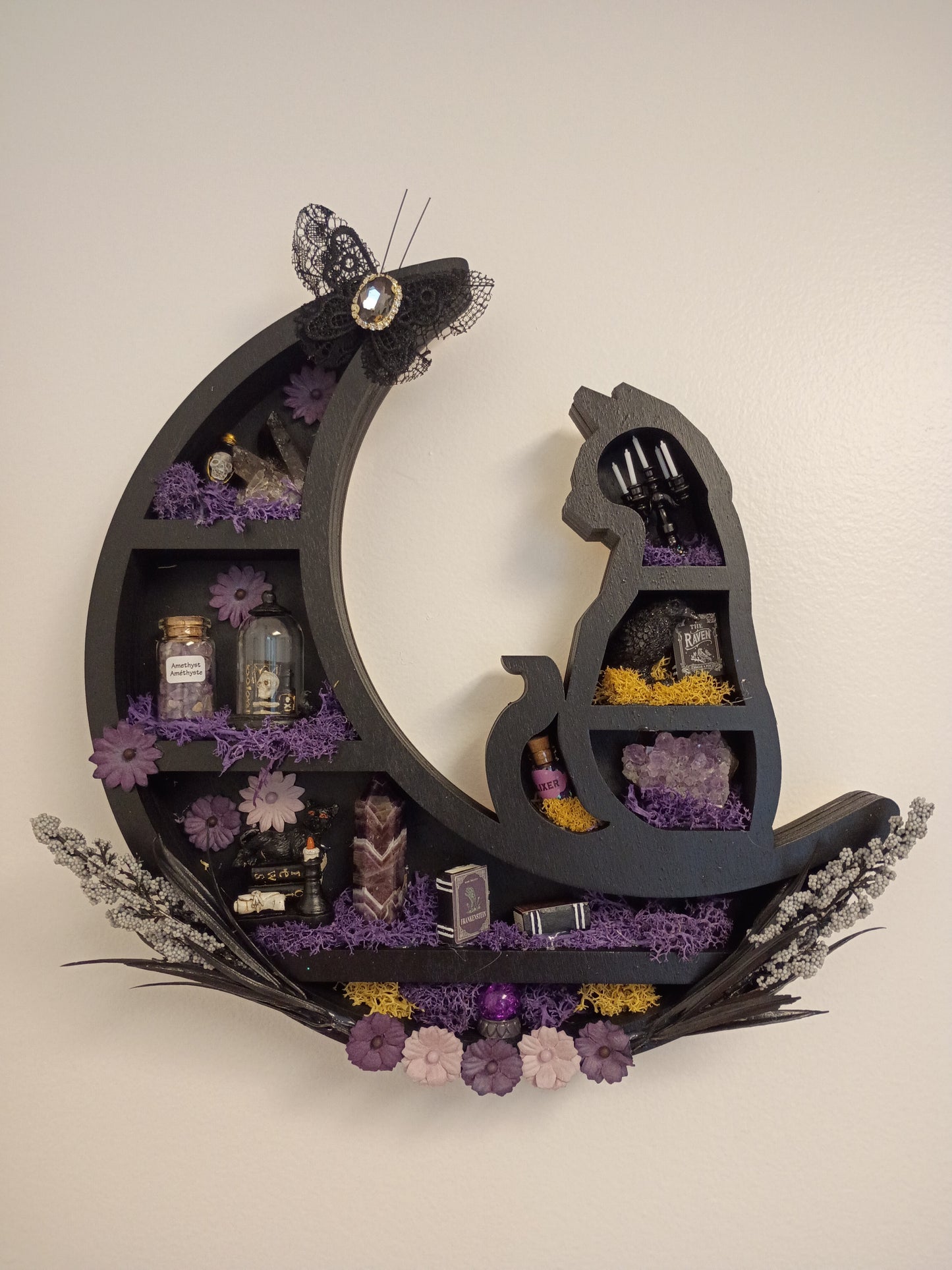 Cat n Moon Crystal Display, w Crystals