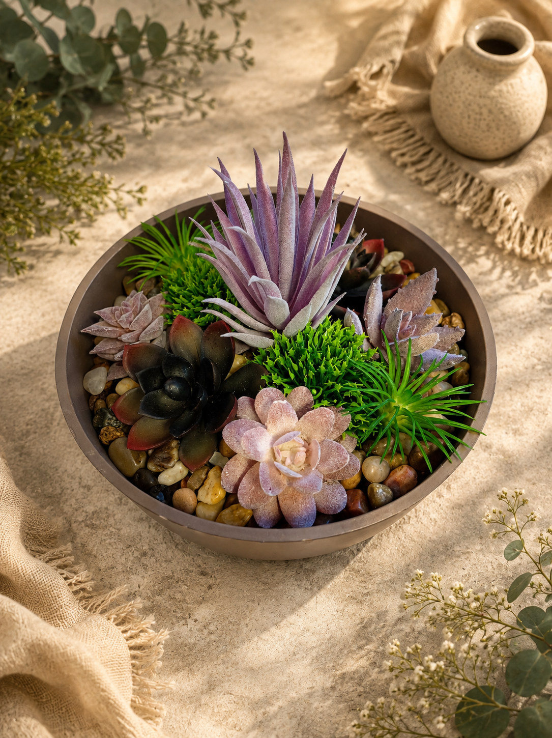 Purple & Black White Sage & Aloe Succulent Garden