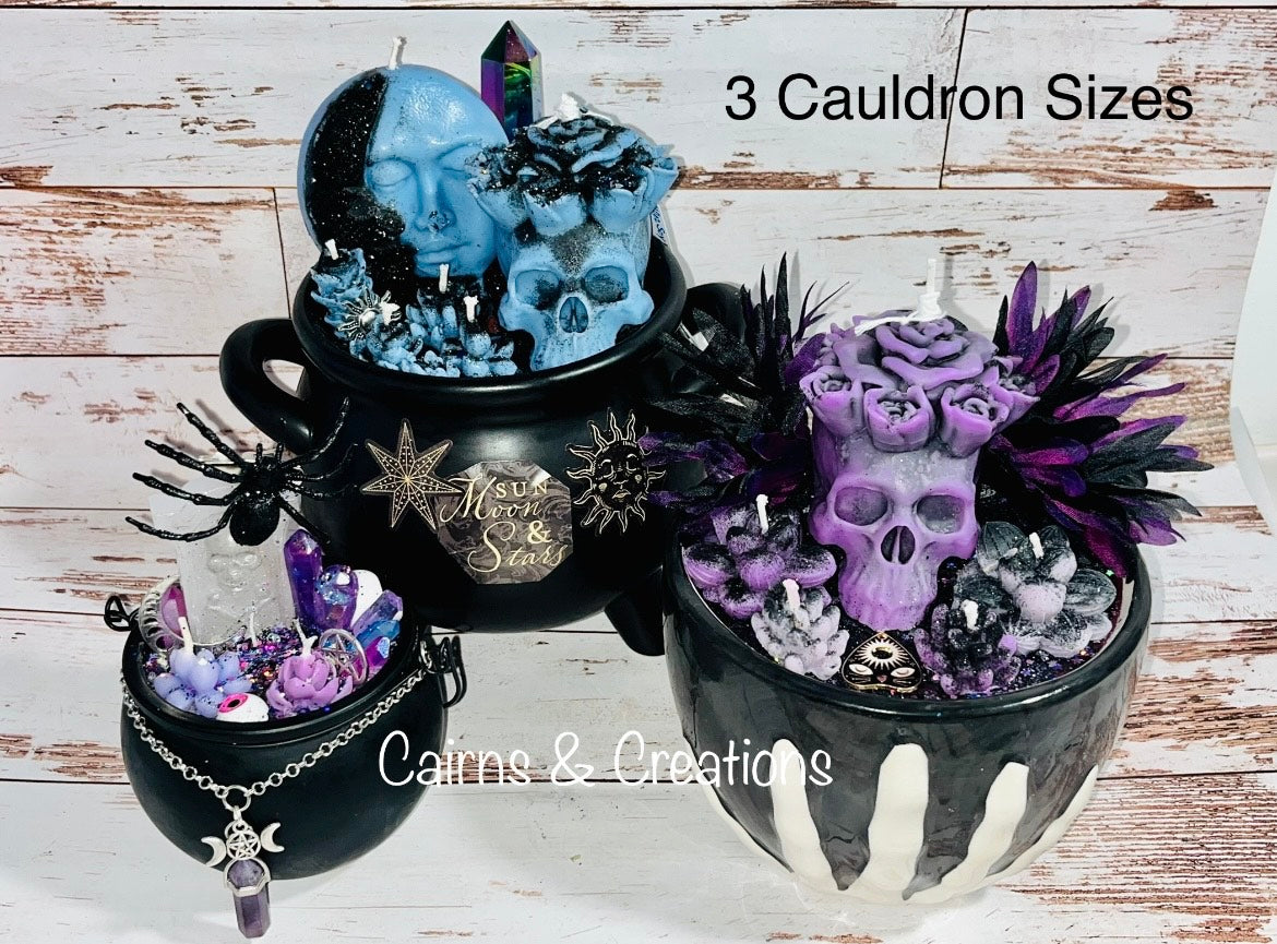 Blue, Large Cauldron Candle w/ Obelisk