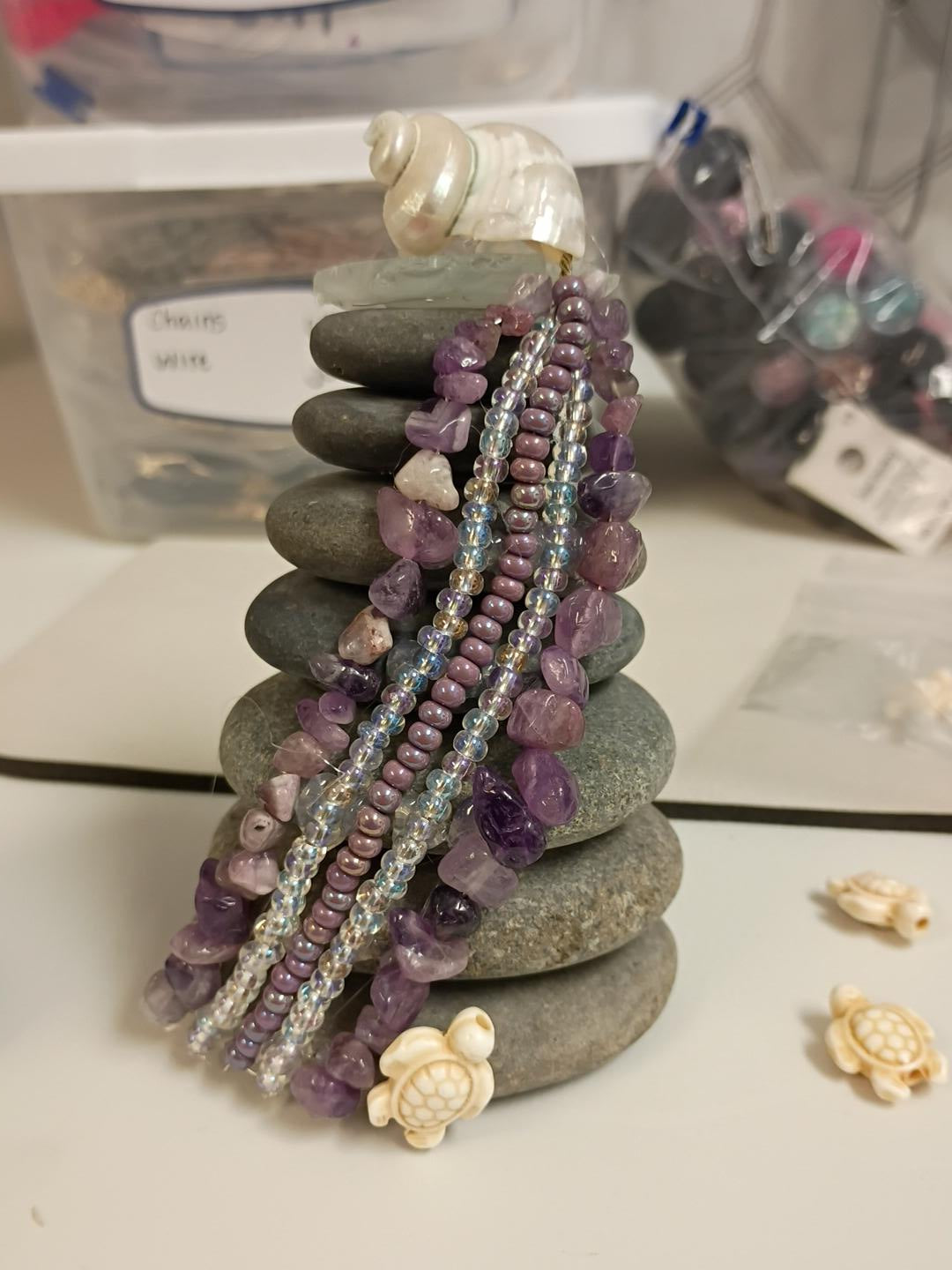 The Peaceful PATH, Amethyst Healing Crystal Stone Cairn