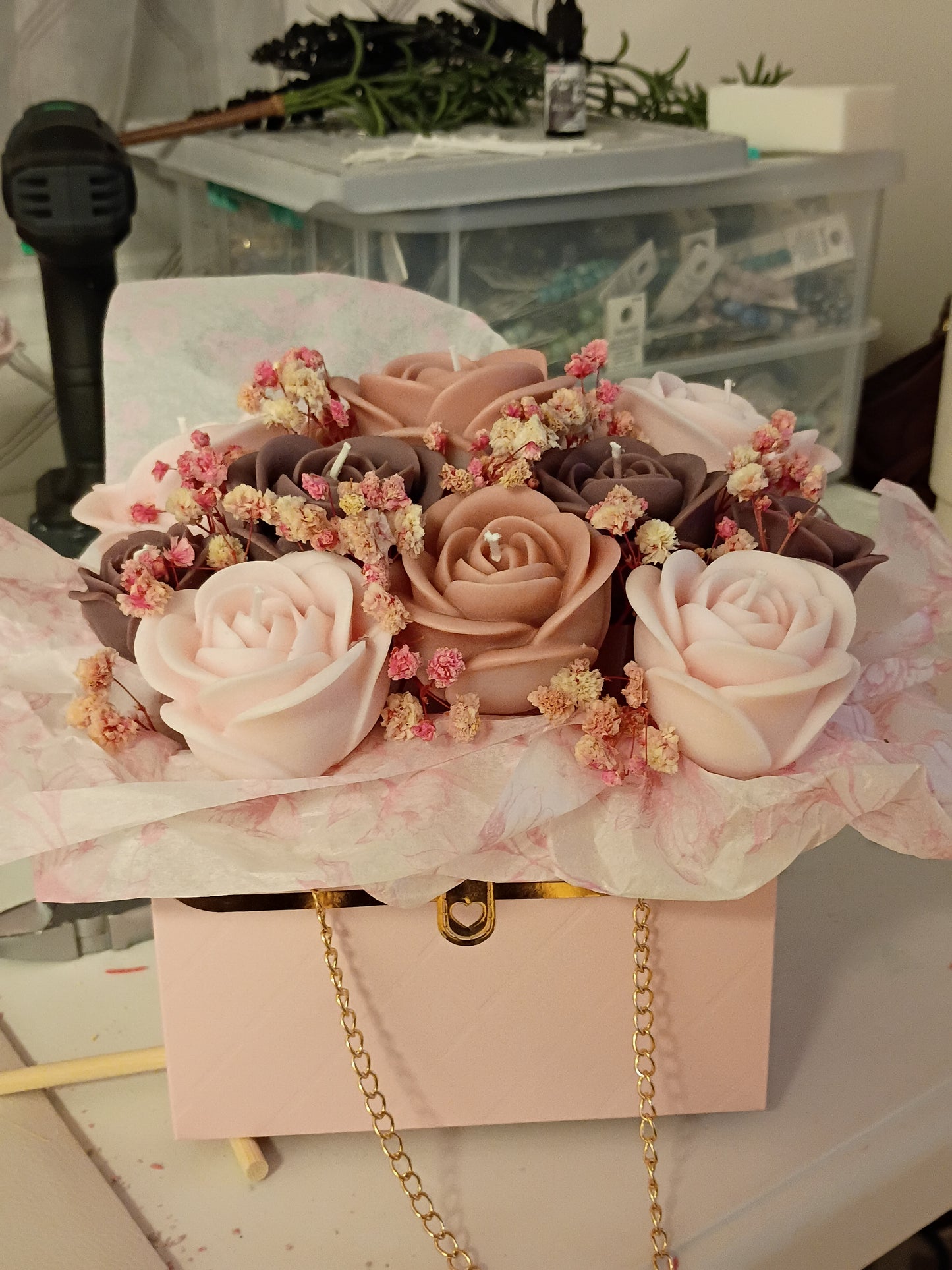 Rose, Peony & Jasmine Candle Bouquet