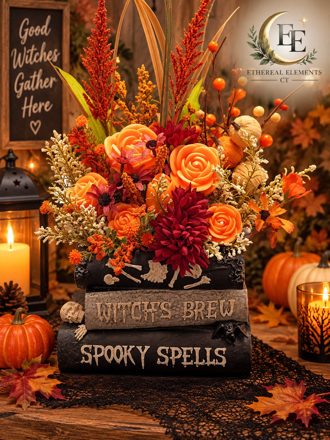 Witches Brew Orange Rose Bouquet