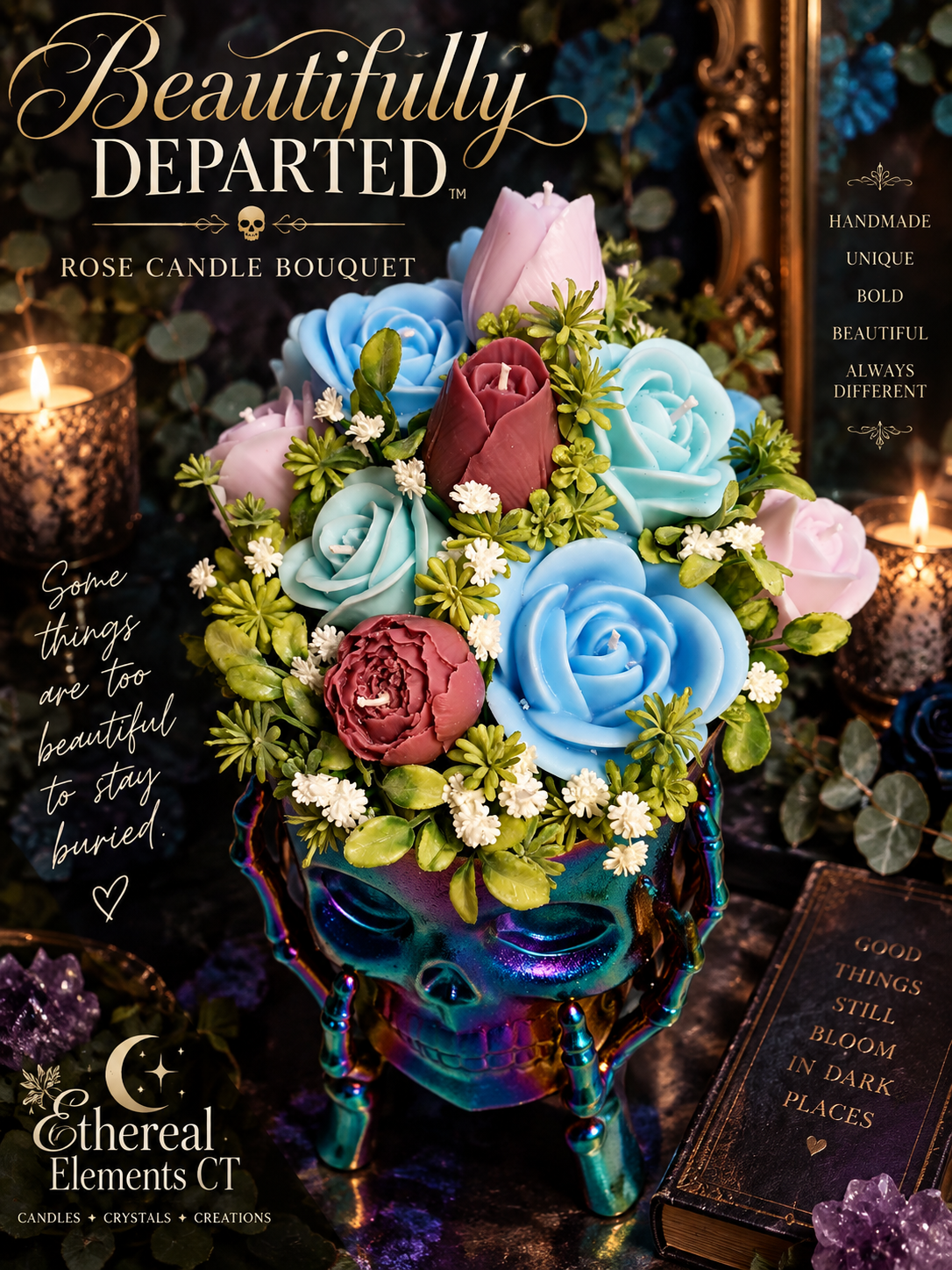 Beautifully Departed, Rose & Peony Candle Bouquet