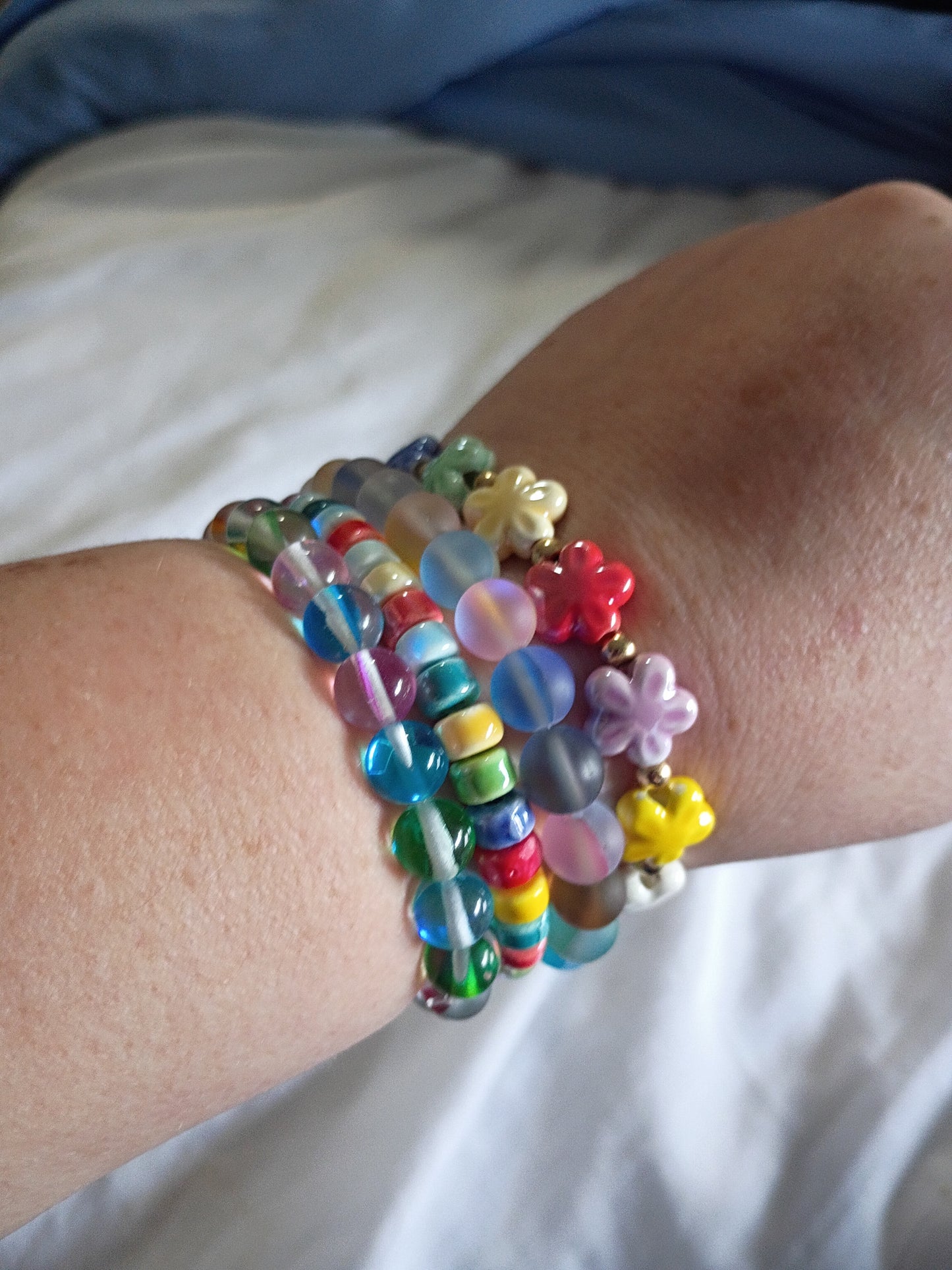 Rainbow Glass Beaded Bracelets