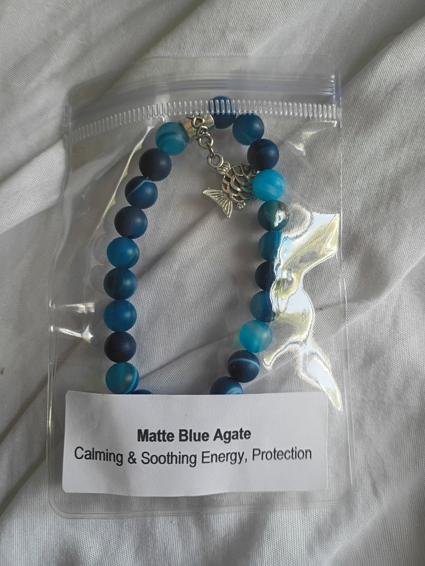 Matte blue agate energy bracelet