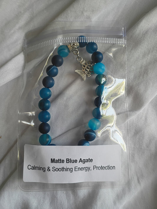 Matte blue agate energy bracelet