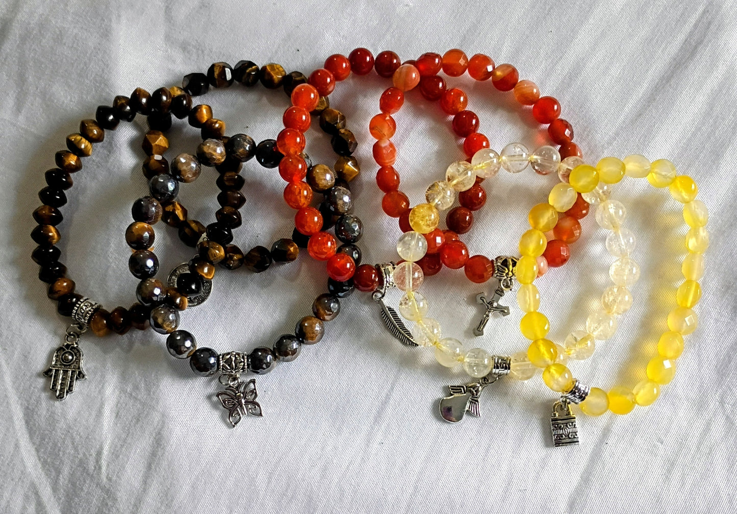 Brown, Red & Yellow Gemstone Energy Bracelets