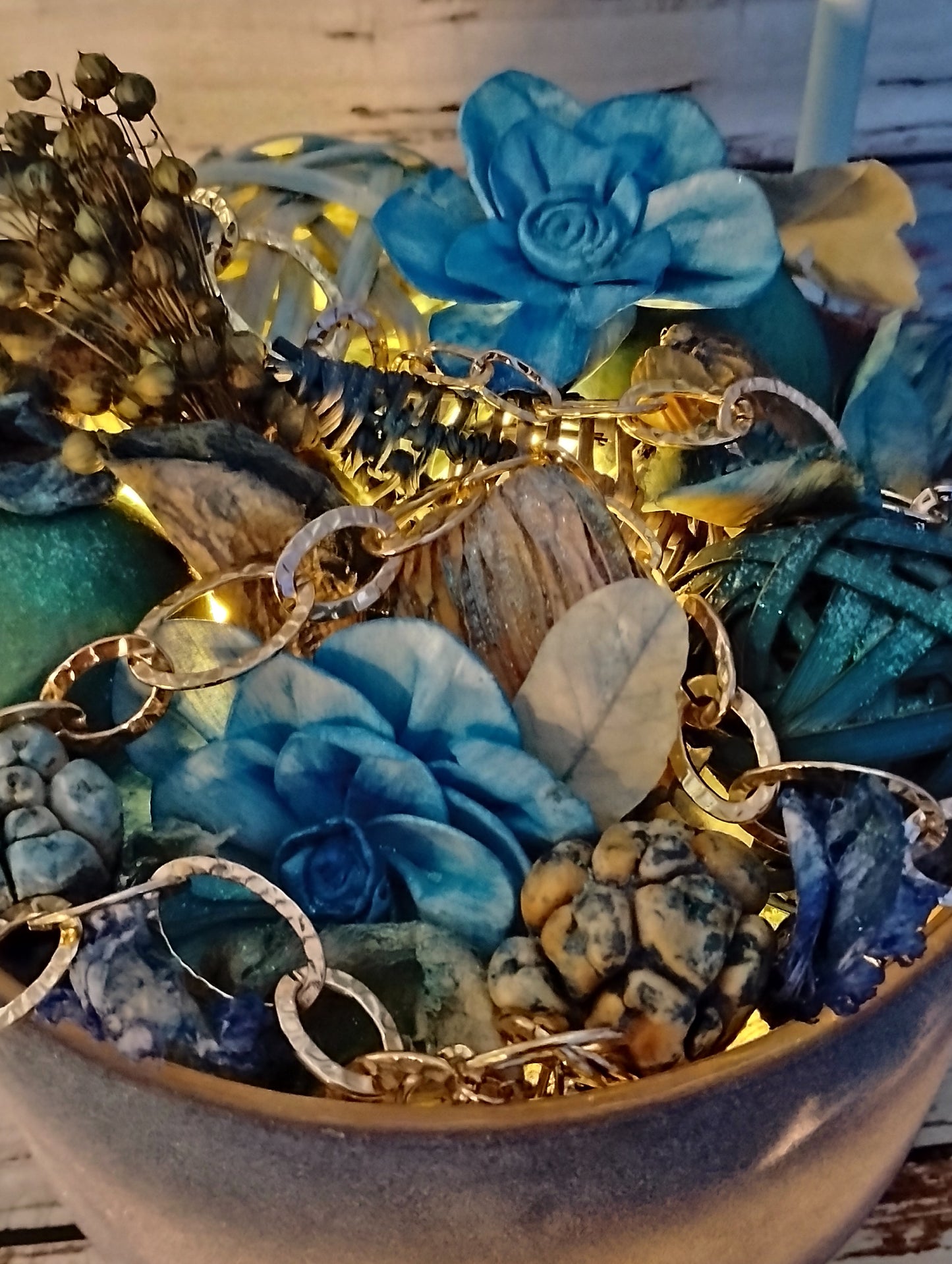 Blue "Secret Garden" LED Potpourri Candle