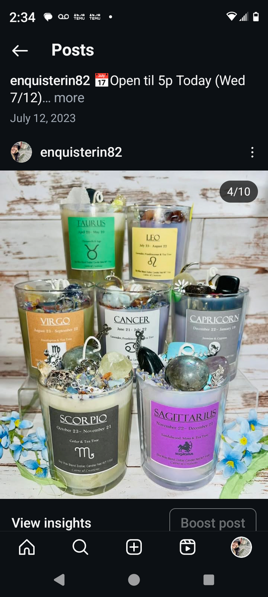 Zodiac Votives w/ Crystals