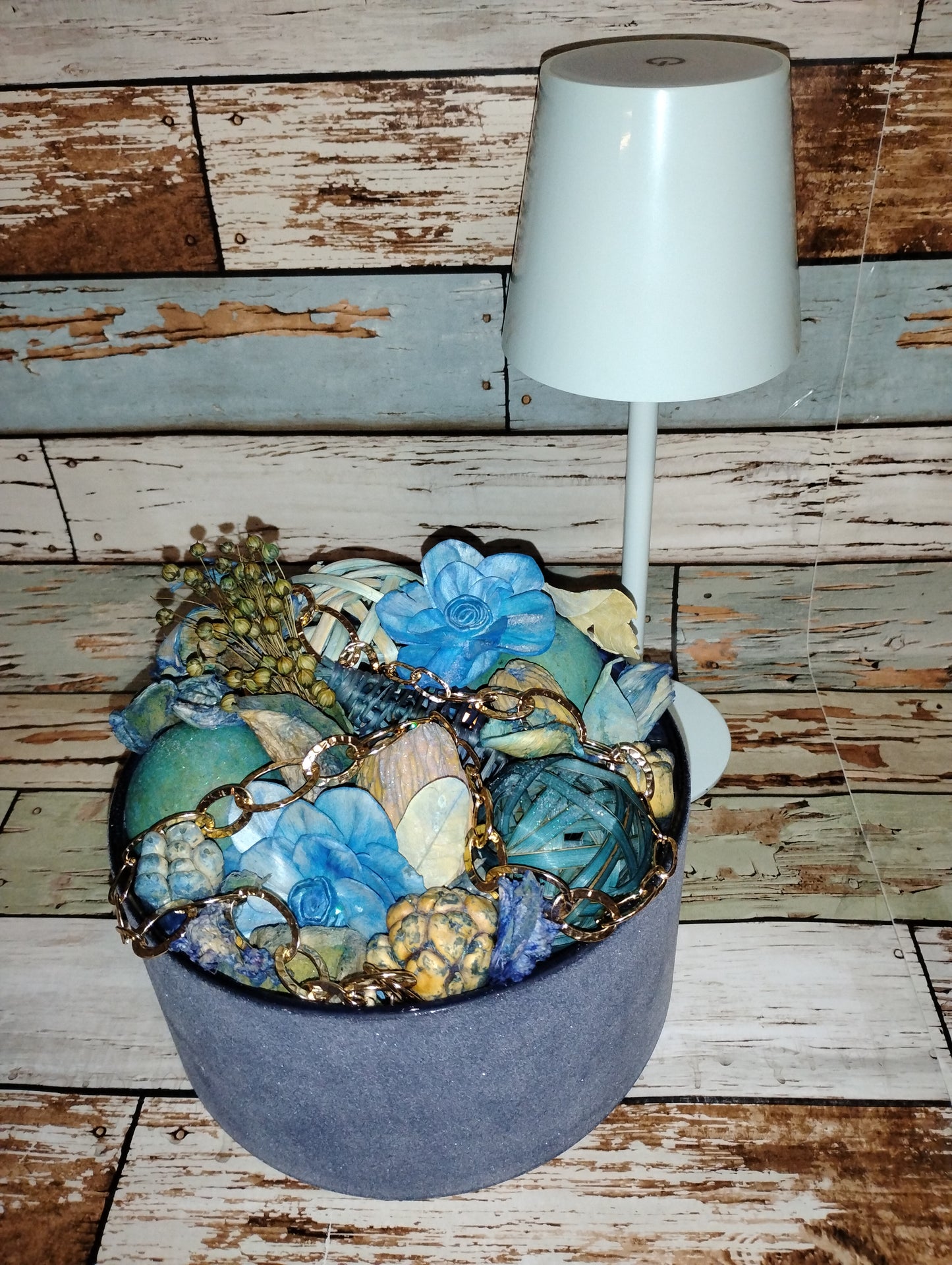 Blue "Secret Garden" LED Potpourri Candle