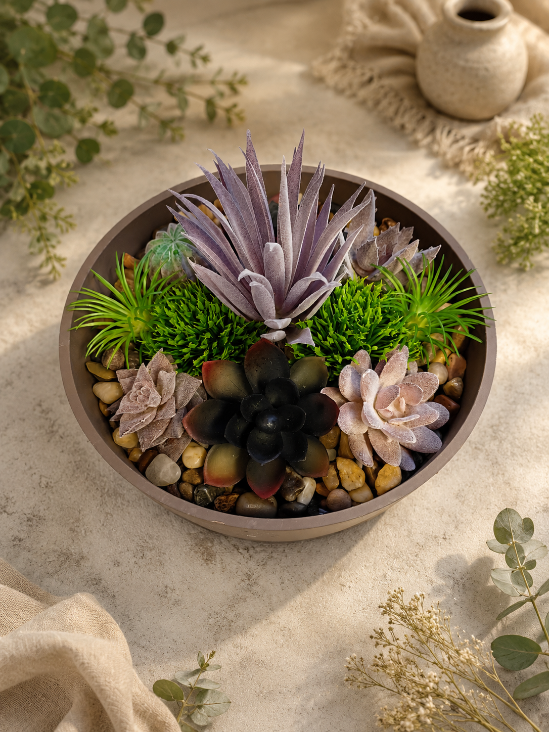 Purple & Black White Sage & Aloe Succulent Garden