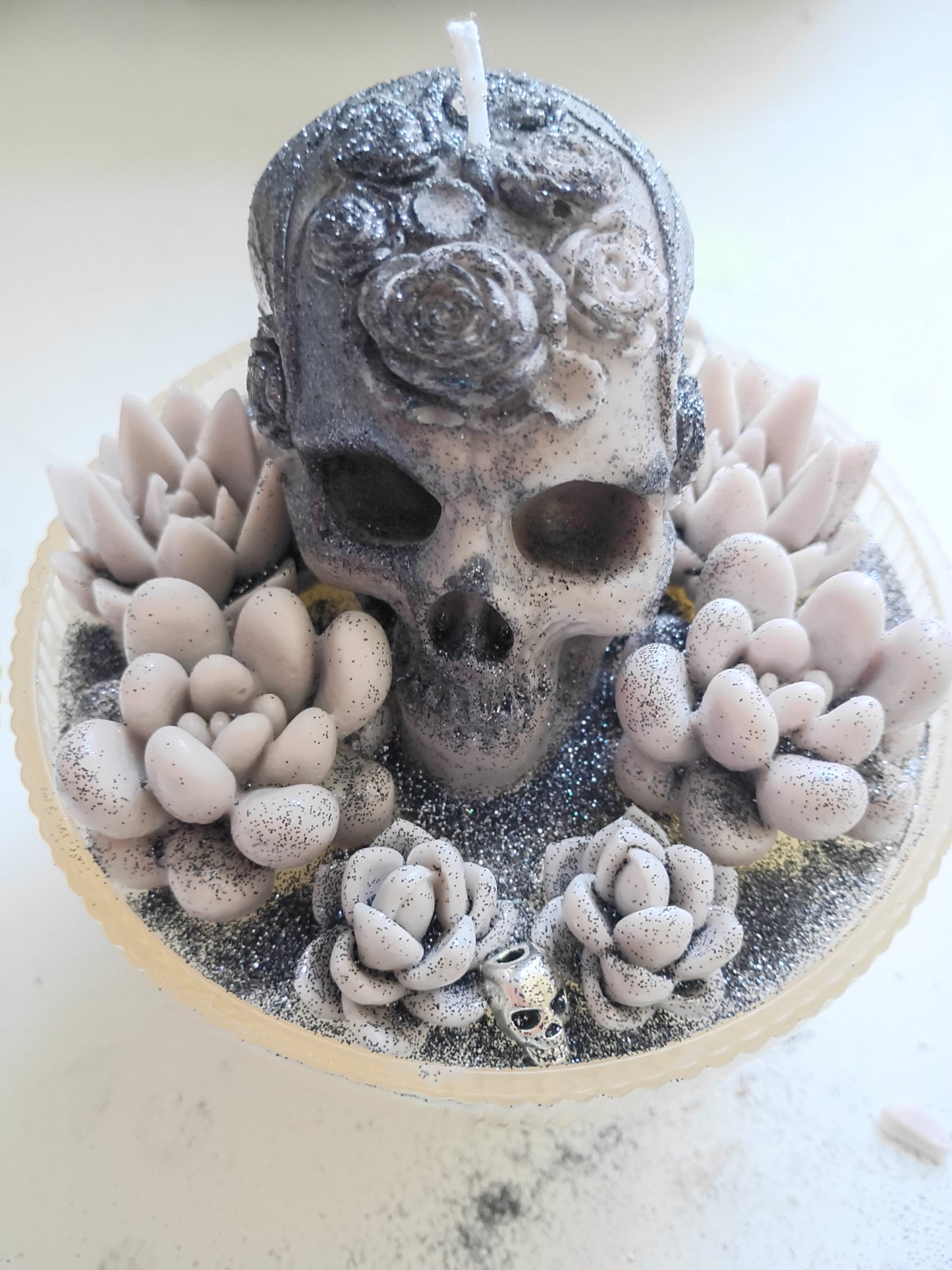 Brown Gothic Succulent Garden Candle, Beach Sage