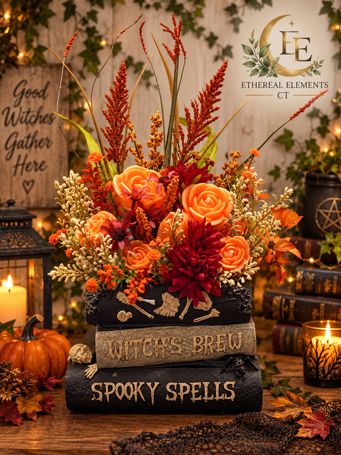 Witches Brew Orange Rose Bouquet