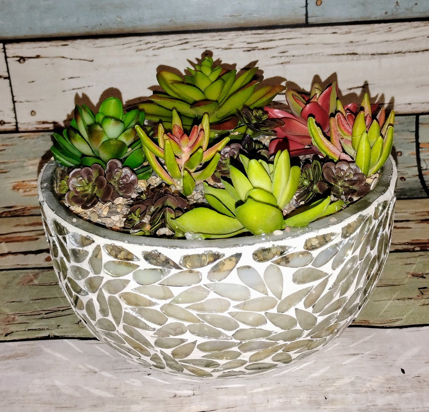 Scenic Succulent Candle in Mosaic Container