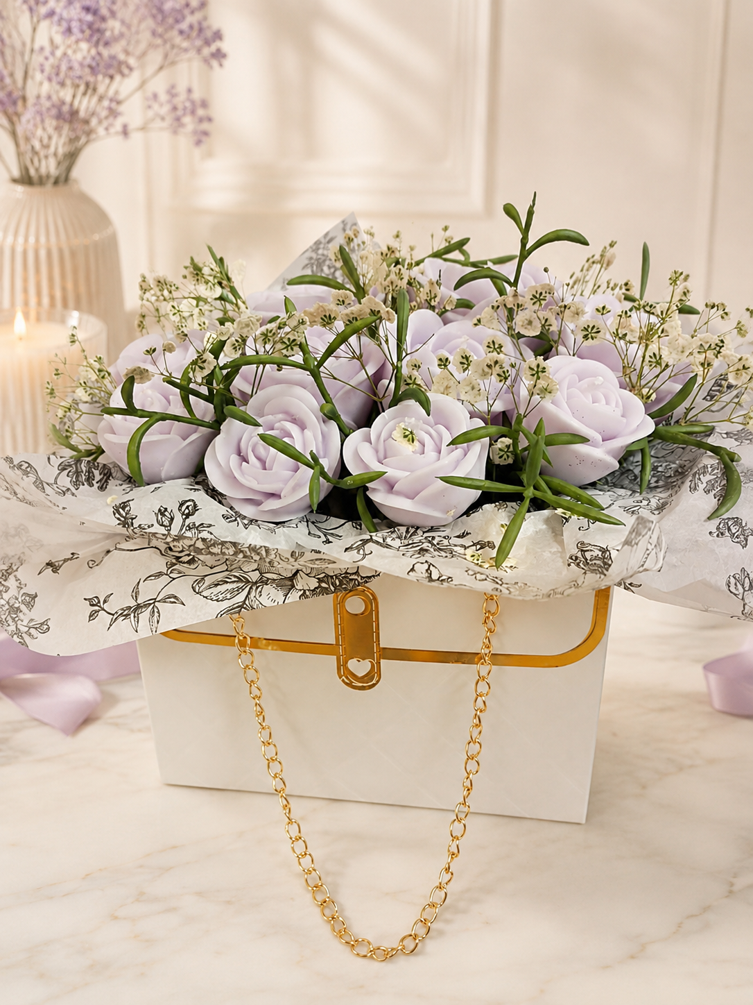 Purple Rose Bouquet, Pomelo Blossom 10 Votives