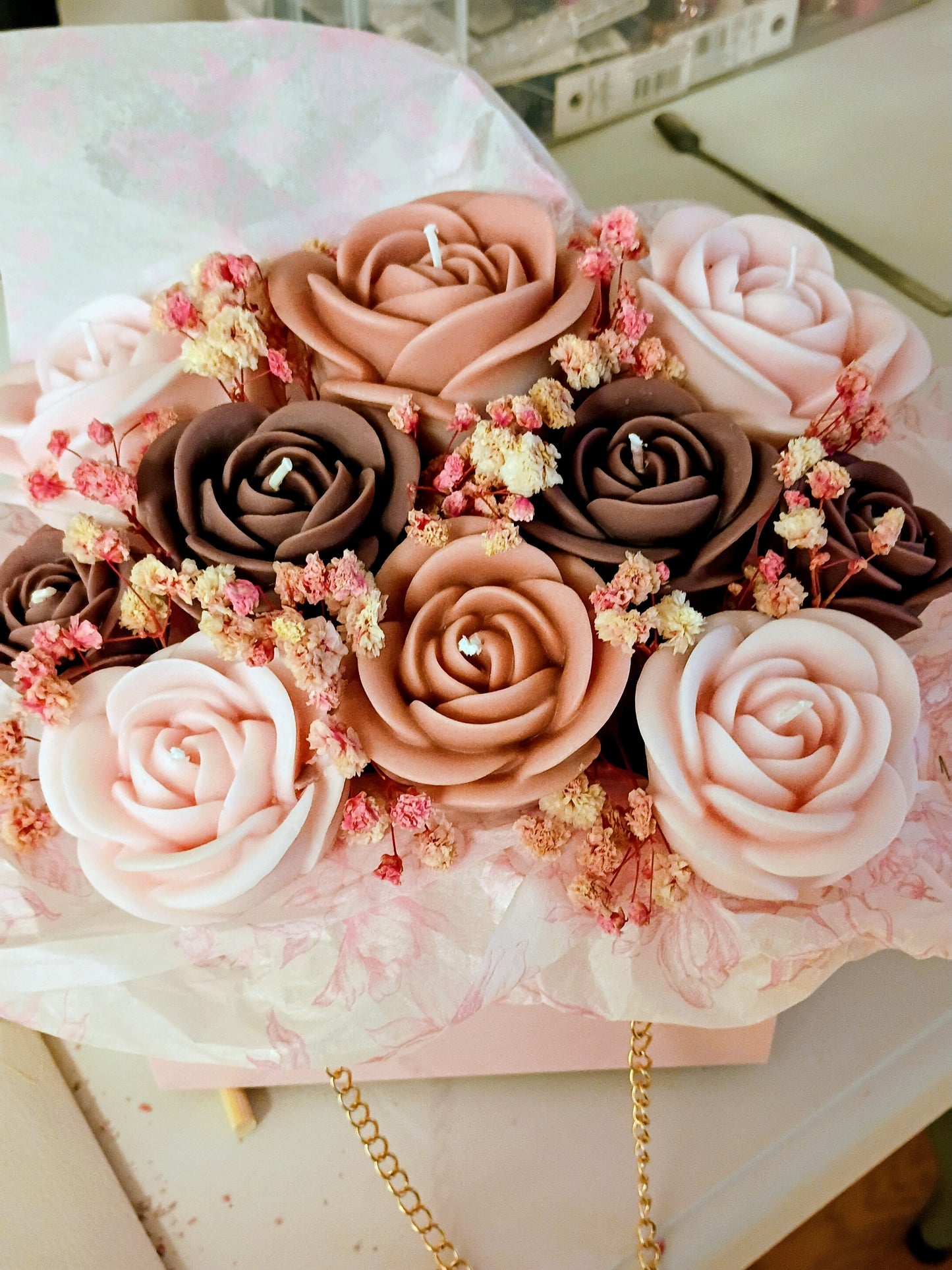 Rose, Peony & Jasmine Candle Bouquet