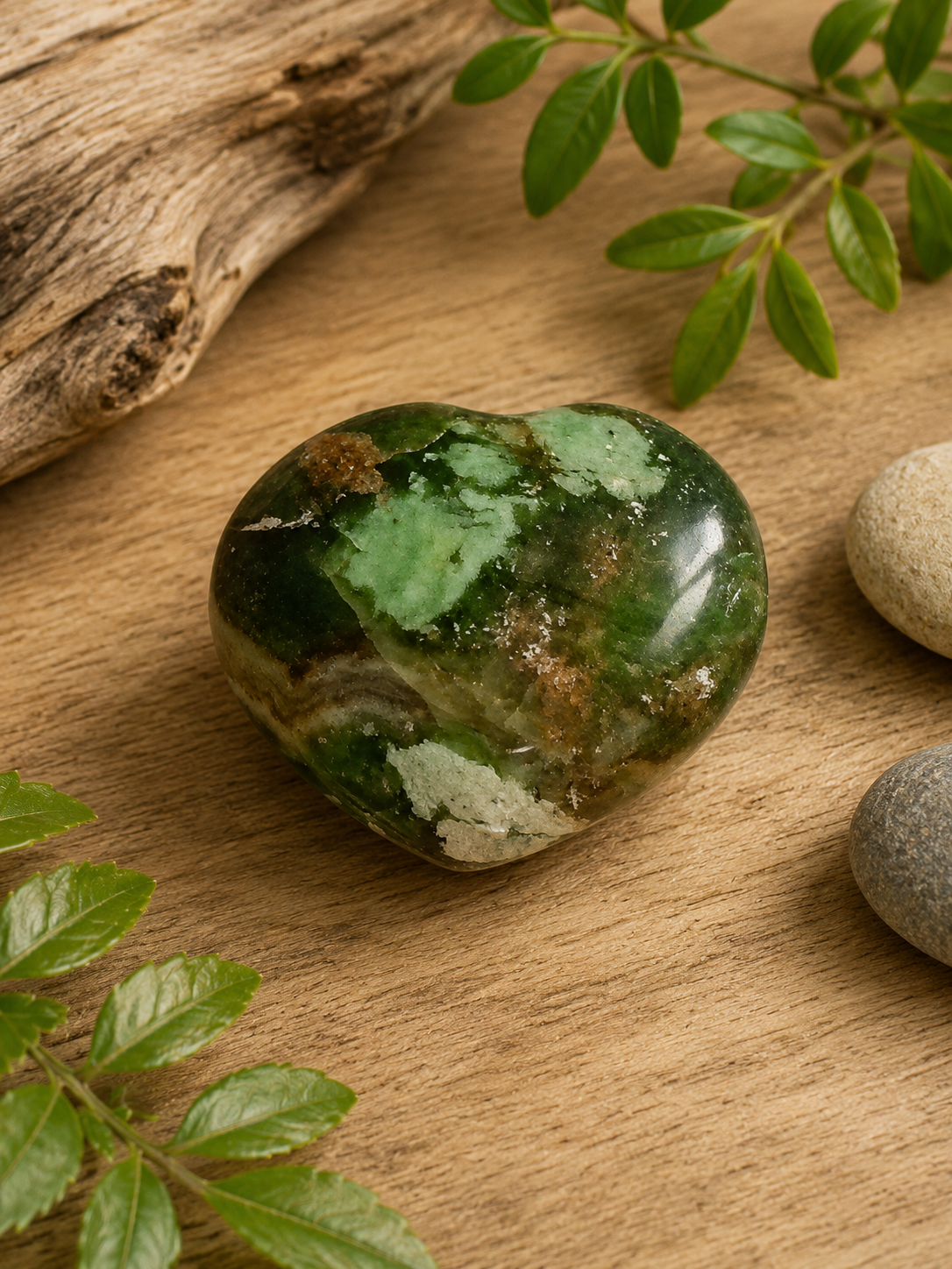 Green Opal Polished Heart