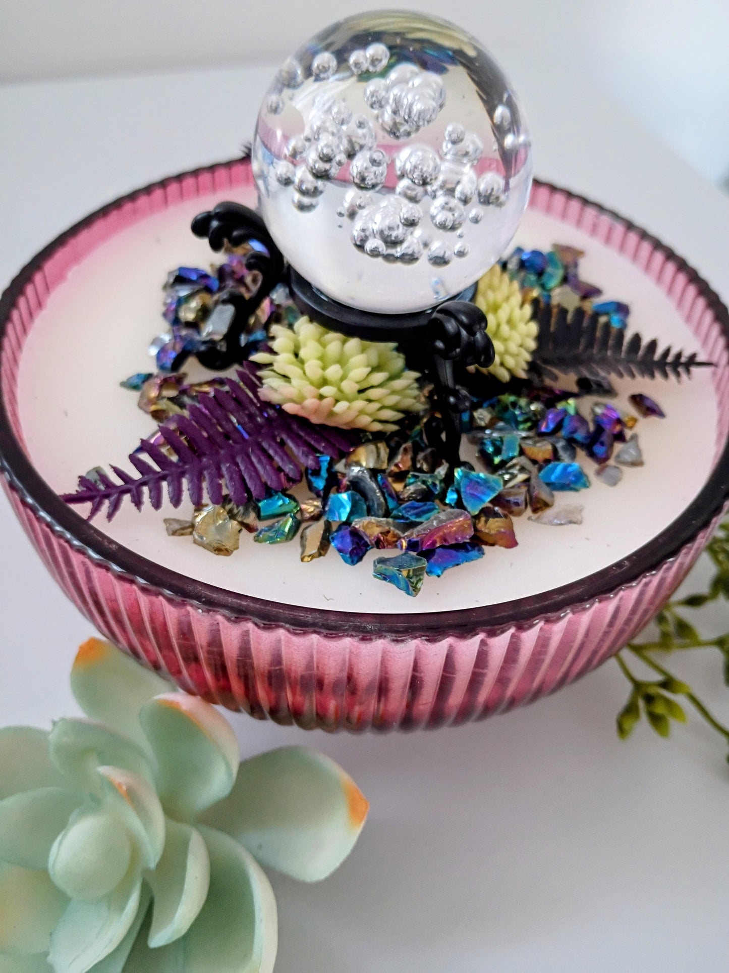 Crystal Ball Succulent Garden Candle