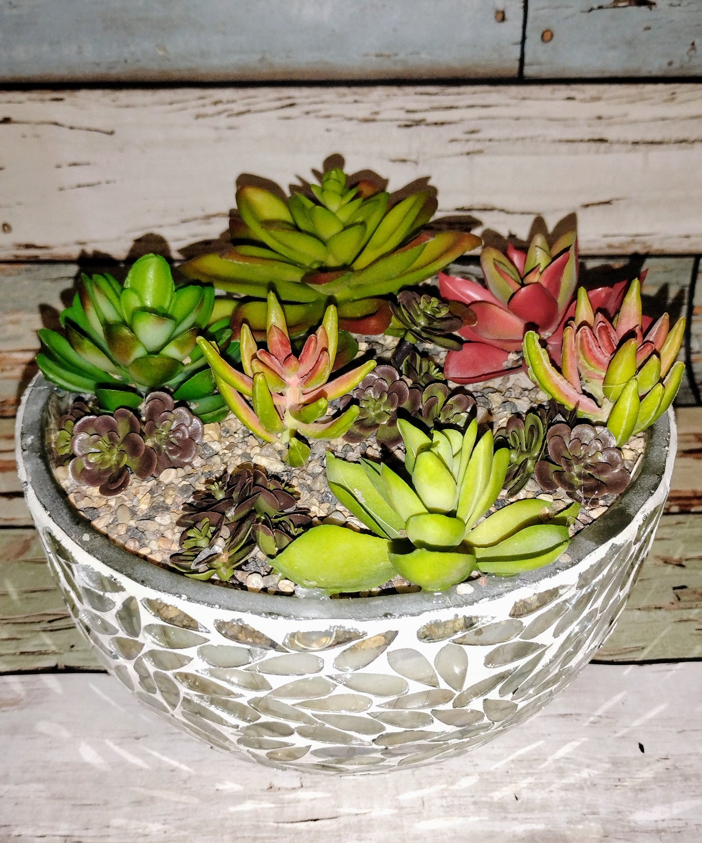 Scenic Succulent Candle in Mosaic Container