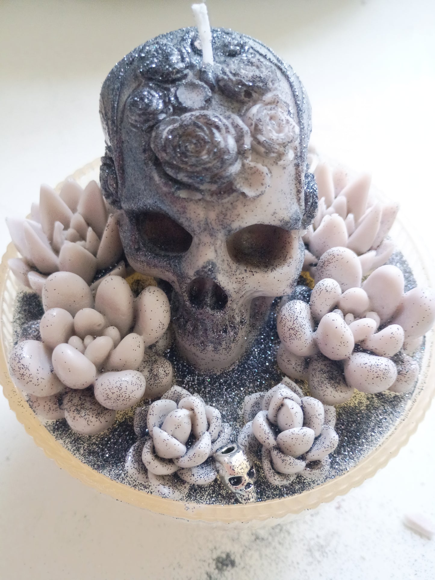 Brown Gothic Succulent Garden Candle, Beach Sage