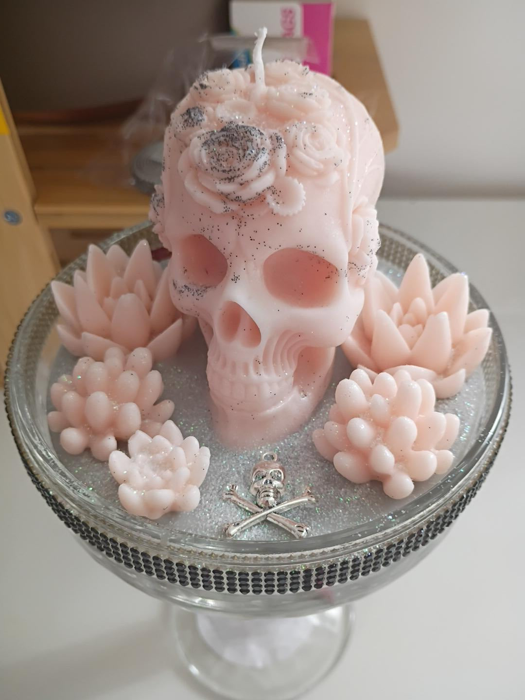 Pink Tall Gothic Succulent Candle 20oz