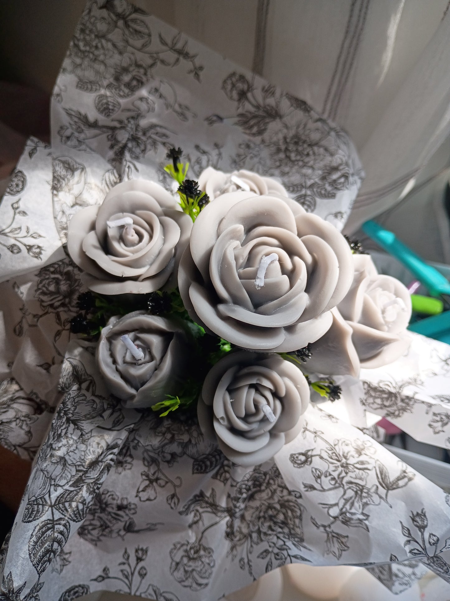 Grey Lavender Sandalwood Candle Bouquet