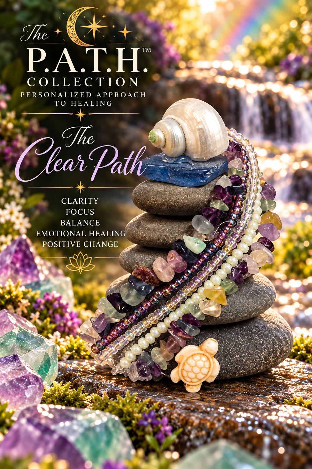 The Clear Path, Rainbow Fluorite Healing Crystal Stone Cairn™