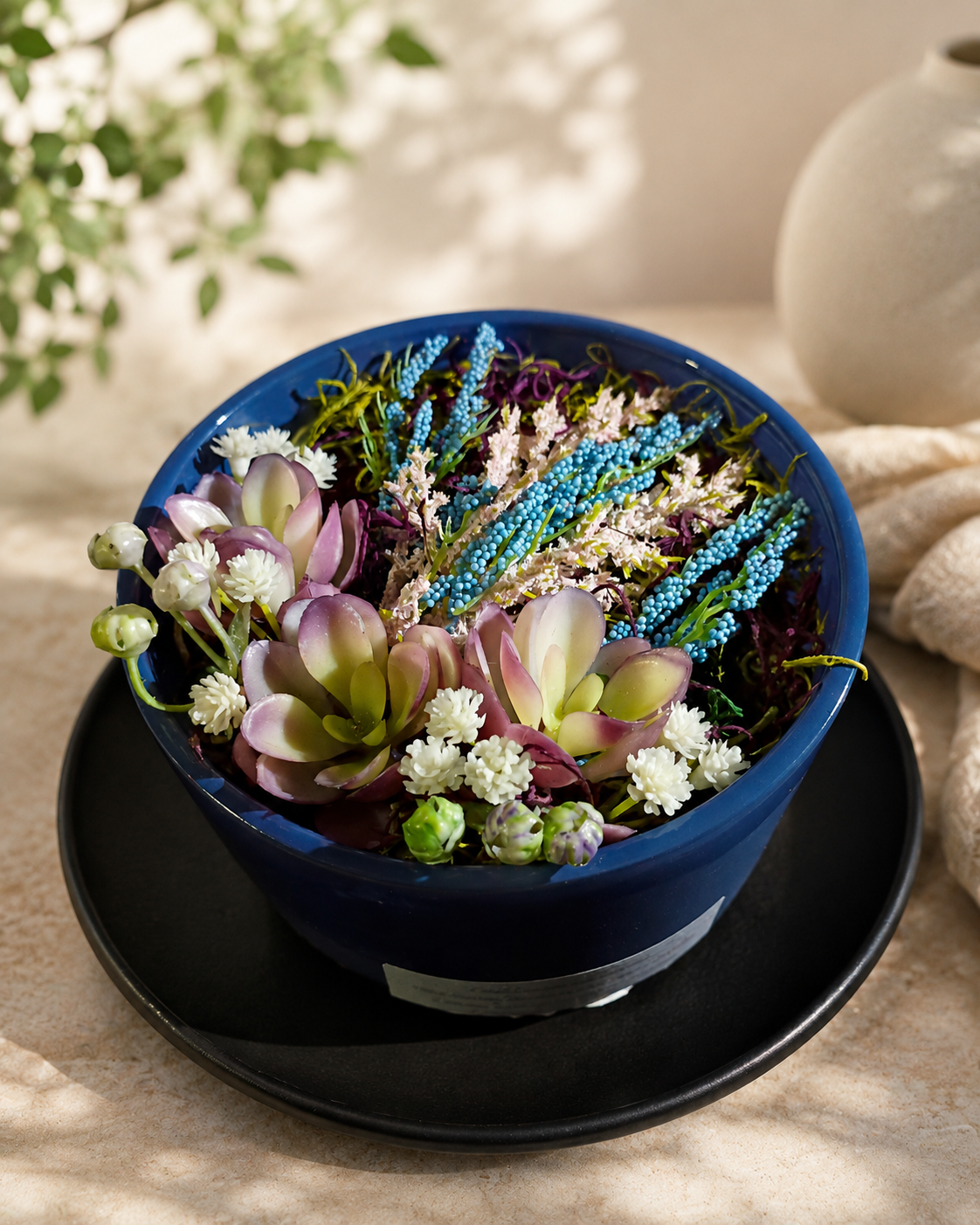 Blue Floral Scenic Candle