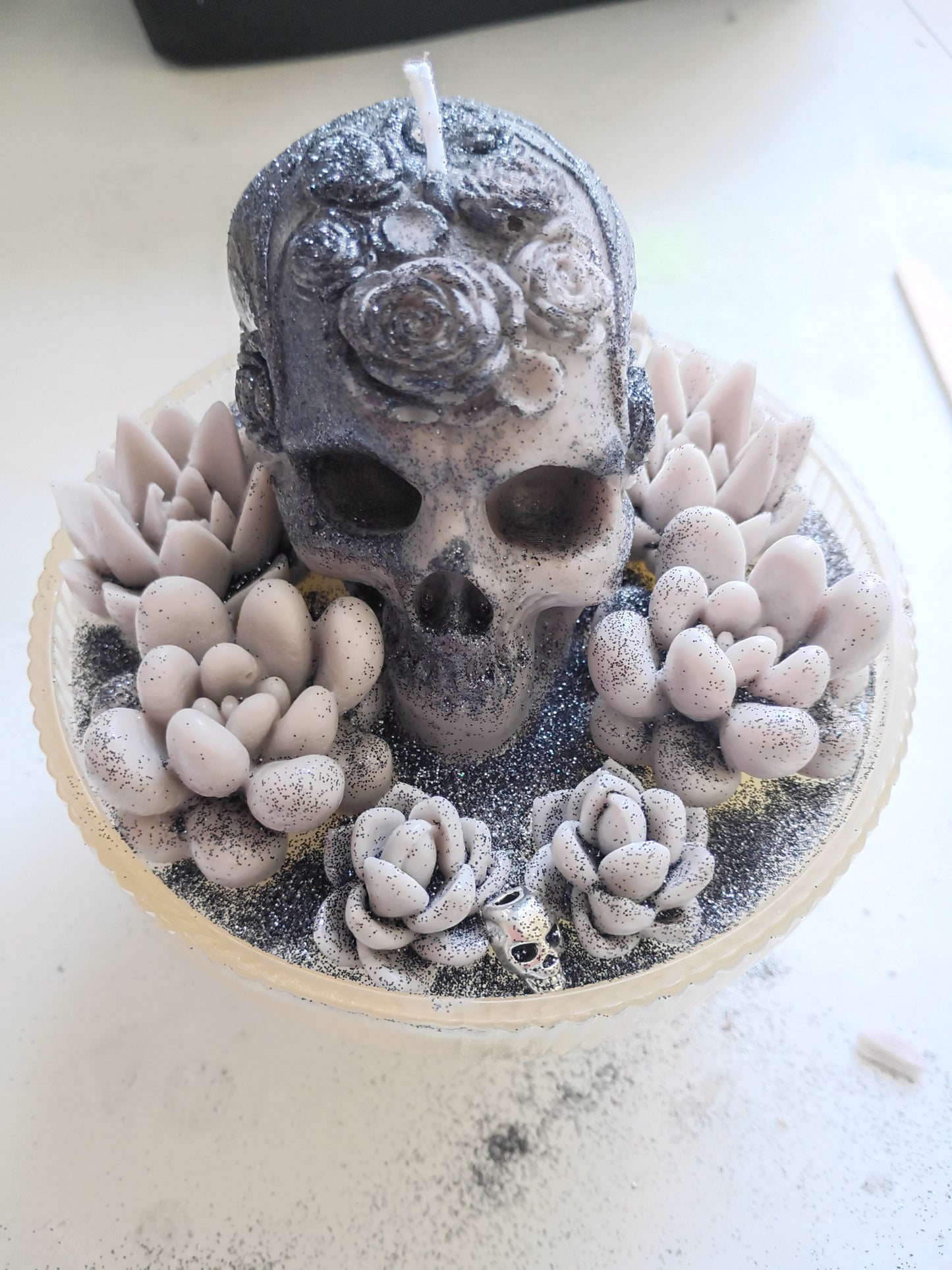 Brown Gothic Succulent Garden Candle, Beach Sage