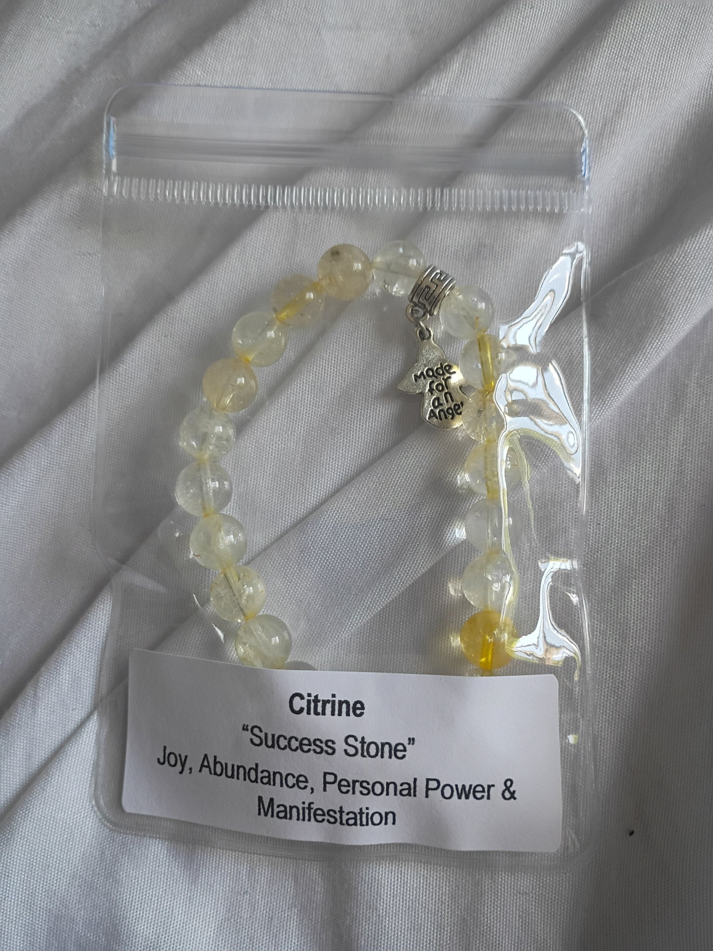 Citrine energy bracelet with guardian Angel charm