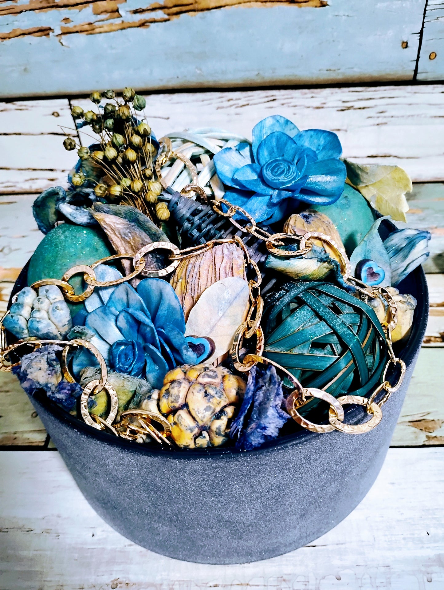 Blue "Secret Garden" LED Potpourri Candle