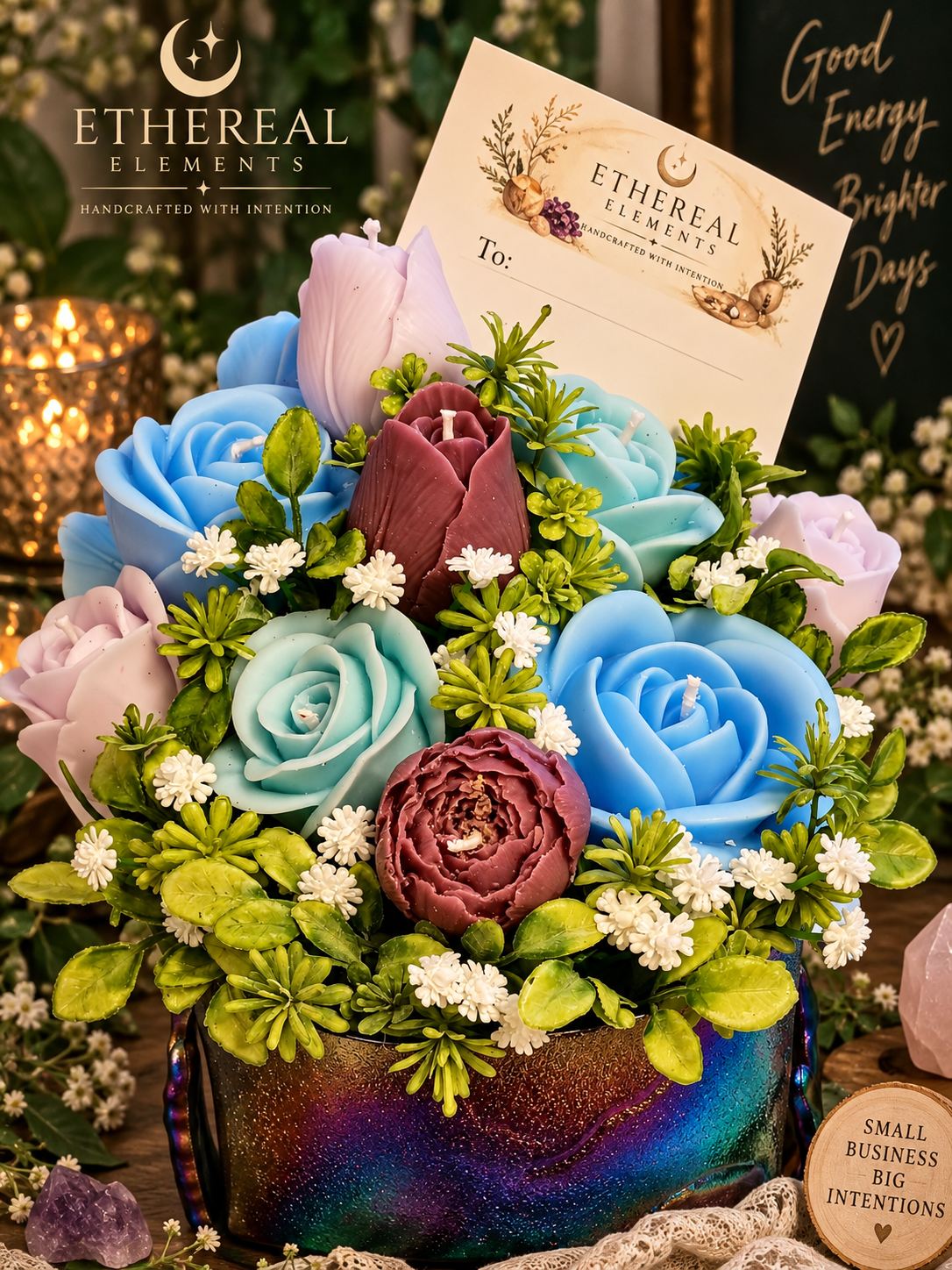 Beautifully Departed, Rose & Peony Candle Bouquet